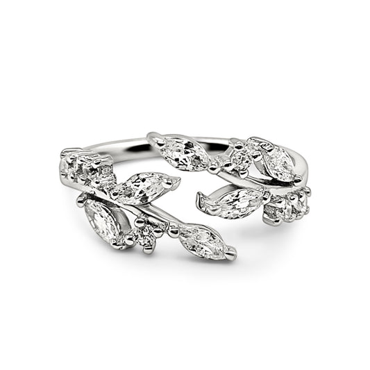 Sterling Silver Adjustable Leaf Ring - Stackable, Stacking, Minimalist, Dainty Ring, Birthday, Anniversary, Bridal Gift, Gift For Her, Mum