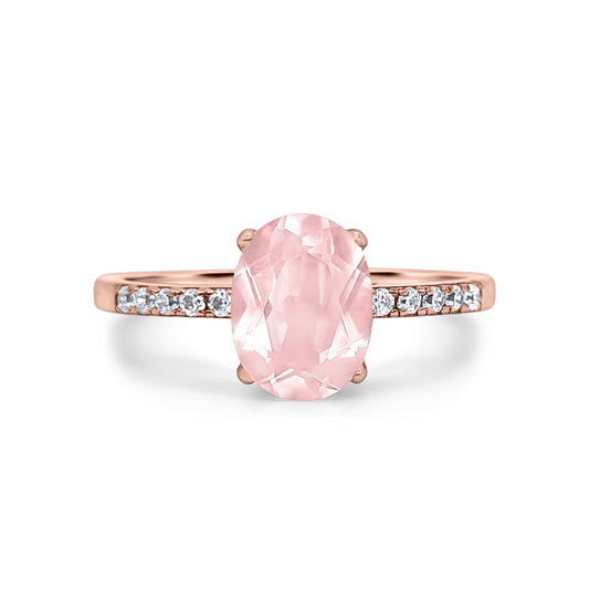 STONE OF LOVE : Rose Quartz Ring in Rose Gold Vermeil - Anniversary, Birthday Gift for Her, Wife, Mum, Engagement, Promise, Gemstone Ring