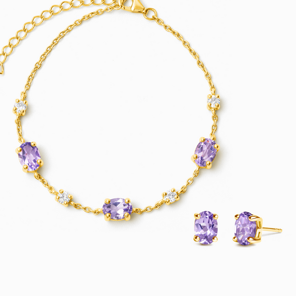 Mini Set 2 - Amethyst Jewellery Set in 18k Gold Vermeil