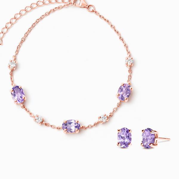 Mini Set 2 - Amethyst Jewellery Set in 18k Rose Gold Vermeil