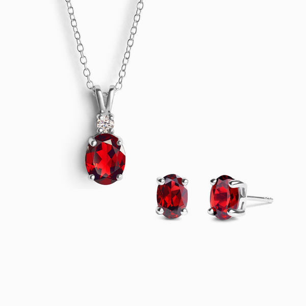 Mini Set 1 - Garnet Jewellery Set in Sterling Silver