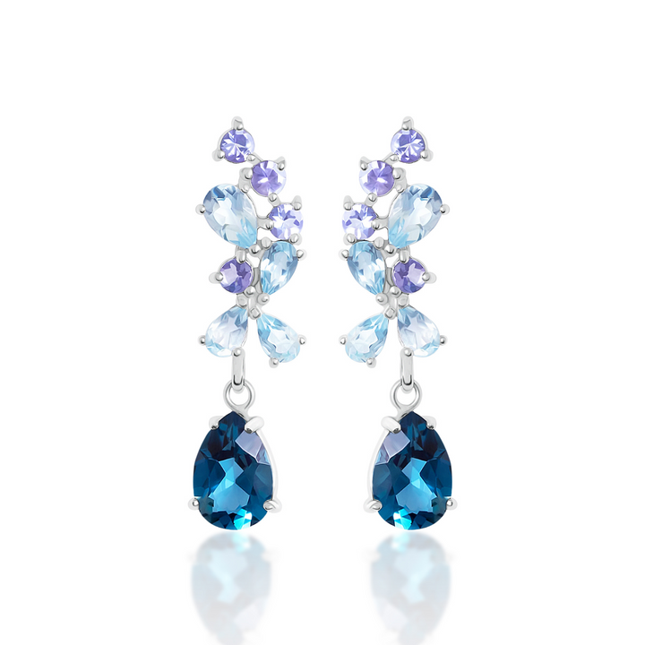 Blue Gemstone Drop Earrings in Sterling Silver Vianne Jewellery