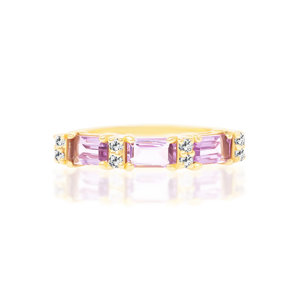 Lavender Amethyst Emerald Cut Eternity Ring in 18k Gold Vermeil
