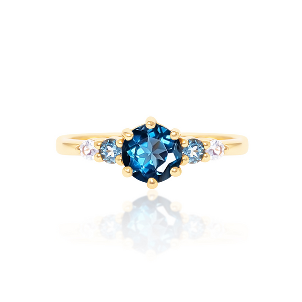 Ombre Blue Topaz Five Stone Ring in 18k Gold Vermeil