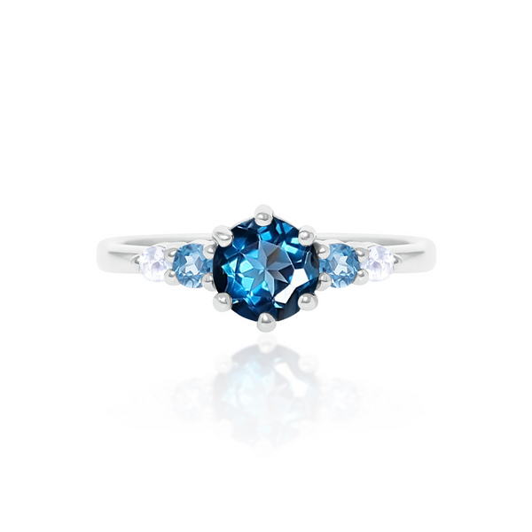Ombre Blue Topaz Five Stone Ring in Sterling Silver