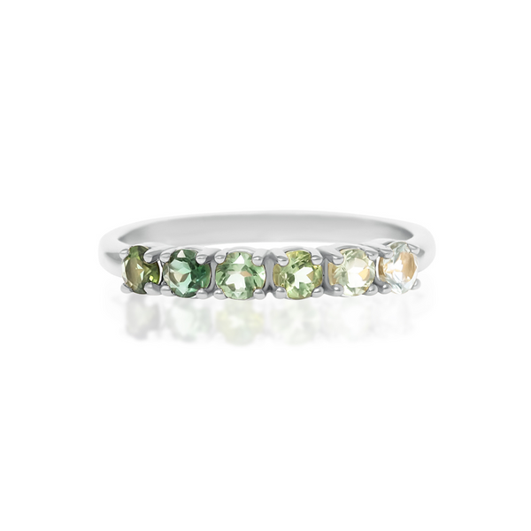 Ombre Green Tourmaline Eternity Band in Sterling Silver