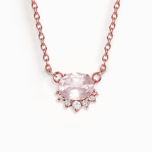 Aria Rose Quartz Necklace in 18k Rose Gold Vermeil