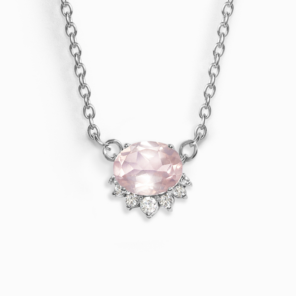 Aria Rose Quartz Necklace in Sterling Silver