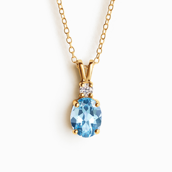 Blue Topaz Pendant Necklace in 18k Gold Vermeil