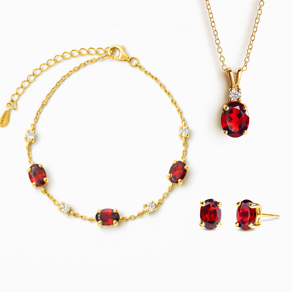 Essential Garnet Jewellery Set in 18k Gold Vermeil