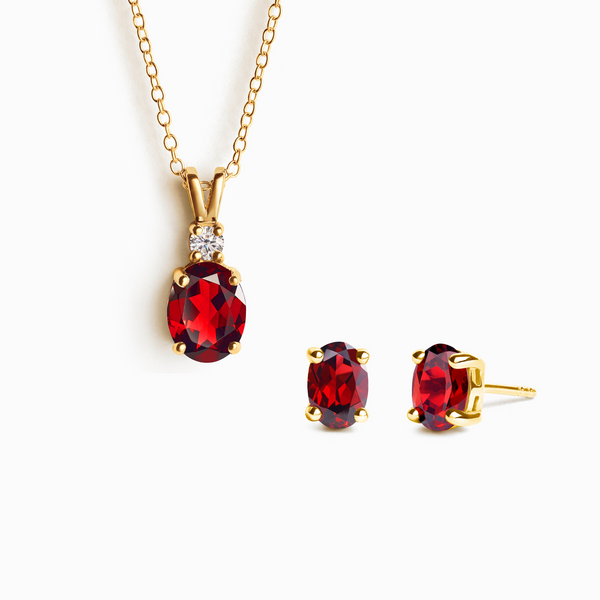 Mini Set 1 - Garnet Jewellery Set in 18k Gold Vermeil