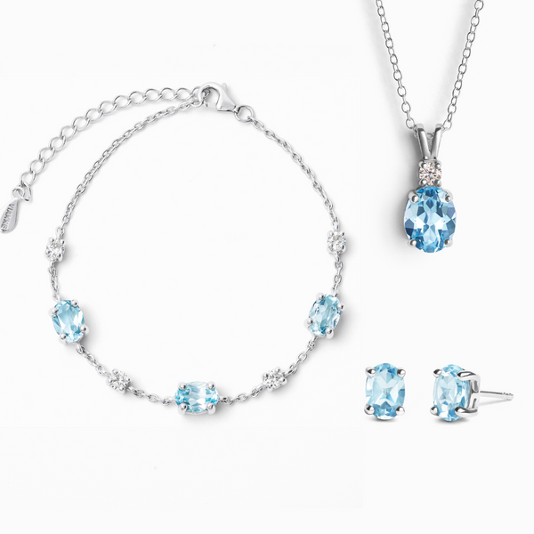 Essential Blue Topaz Jewellery Set in Sterling Silver