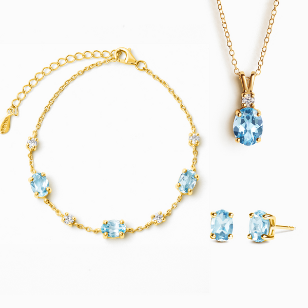 Essential Blue Topaz Jewellery Set in 18k Gold Vermeil