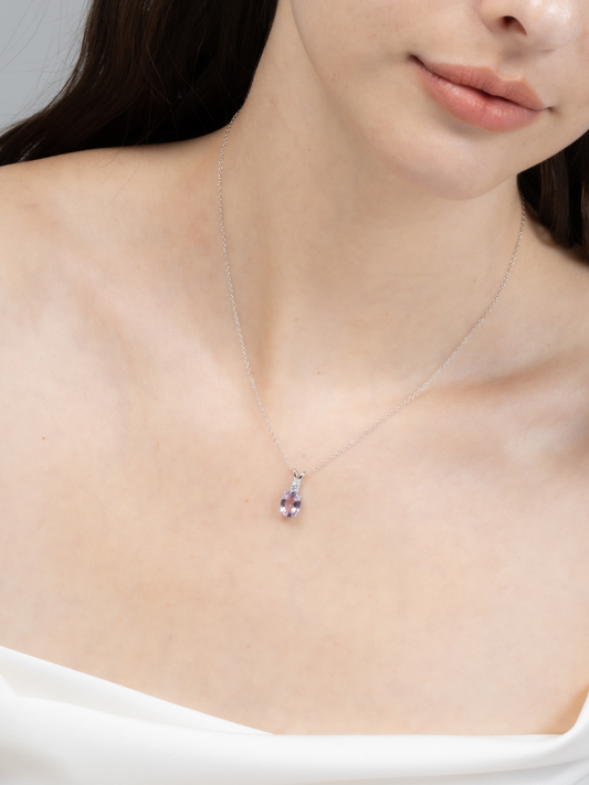 Collier pendentif améthyste lavande en argent sterling