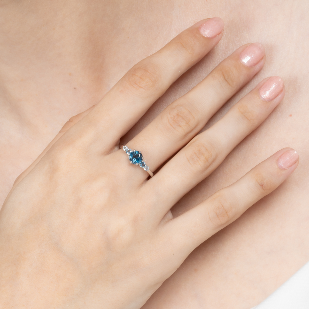 Ombre Blue Topaz Five Stone Ring in Sterling Silver