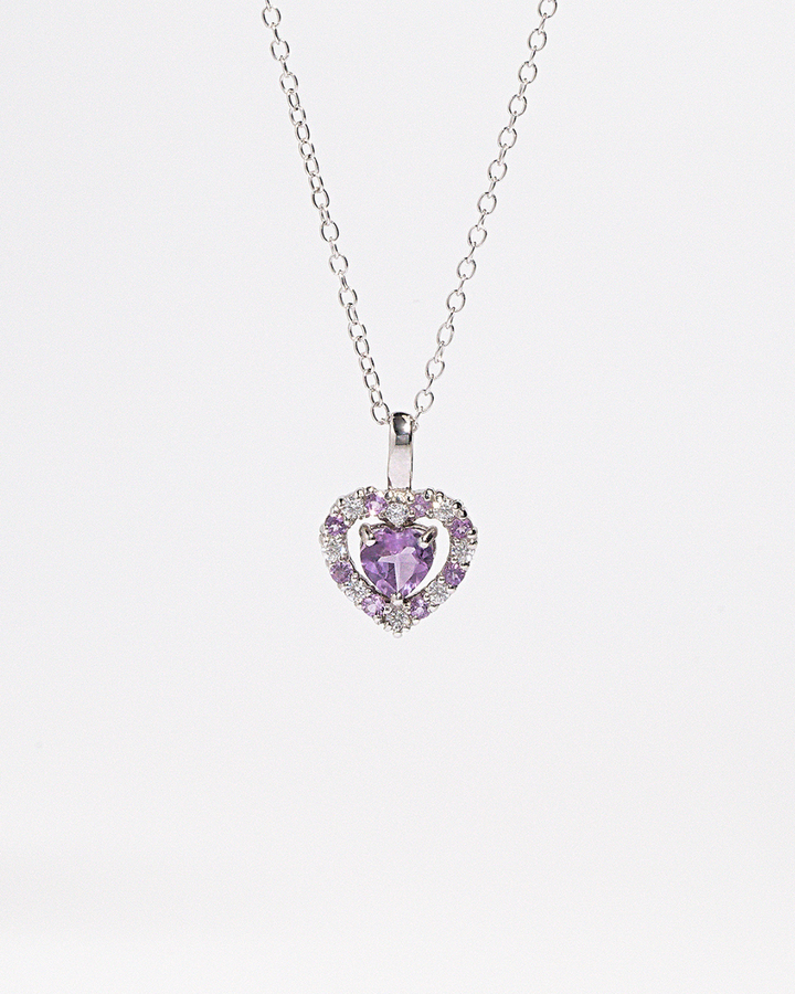 double heart love pendant necklace with purple lavender amethyst in 18k gold vermeil valentine day birthday anniversary gifts for her for mum for friends for wife for girlfriend