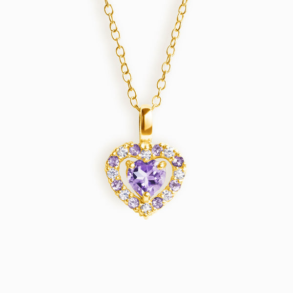 double heart love pendant necklace with purple lavender amethyst in 18k gold vermeil valentine day birthday anniversary gifts for her for mum for friends for wife for girlfriend