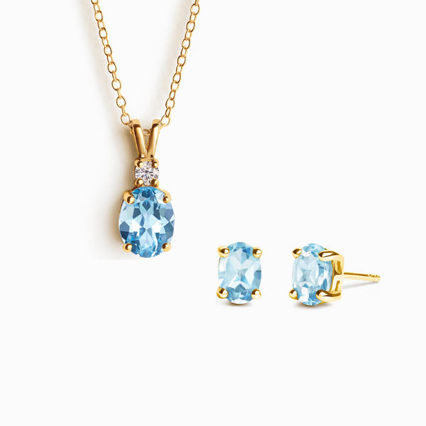 Mini Set 1  - Blue Topaz Jewellery Set in 18k Gold Vermeil