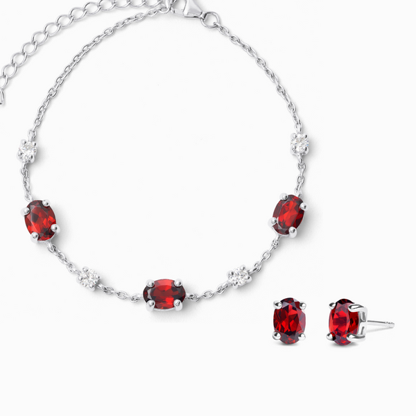 Mini Set 2 - Garnet Jewellery Set in Sterling Silver