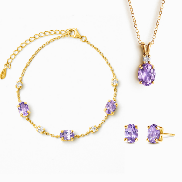 Essential Amethyst Jewellery Set in 18k Gold Vermeil