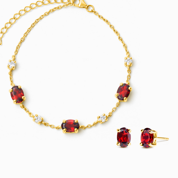 Mini Set 2 - Garnet Jewellery Set in 18k Gold Vermeil