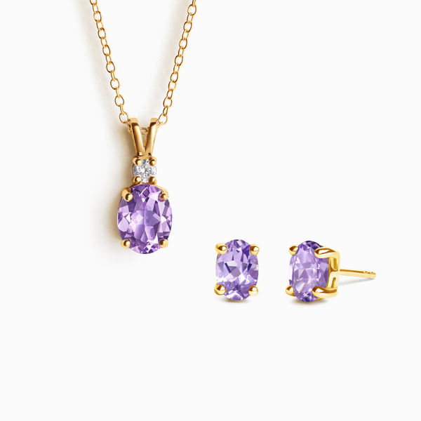 Mini Set 1 - Amethyst Jewellery Set in 18k Gold Vermeil