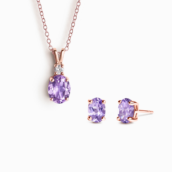 Mini Set 1 - Amethyst Jewellery Set in 18k Rose Gold Vermeil