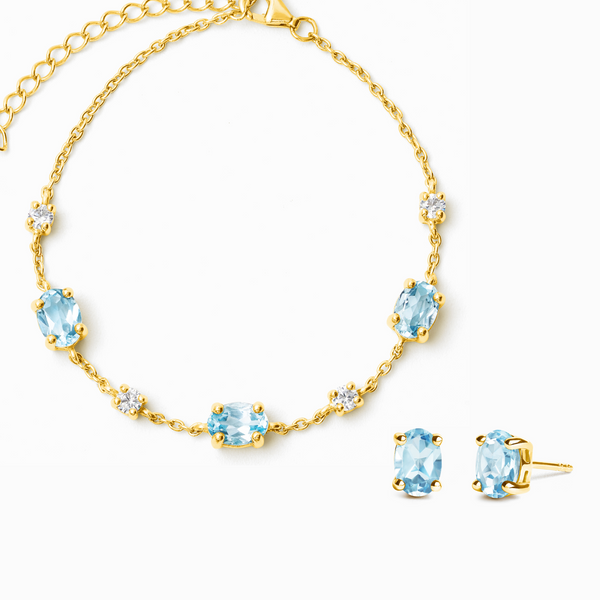 Mini Set 2 - Blue Topaz Jewellery Set in 18k Gold Vermeil