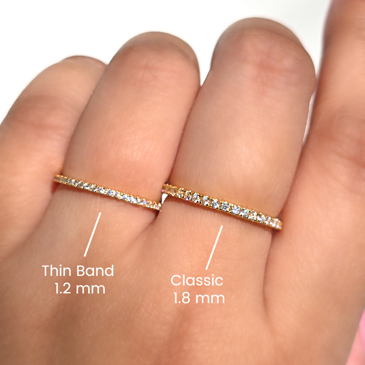 stackable classic full eternity band in 18k gold vermeil vs dainty eternity ring