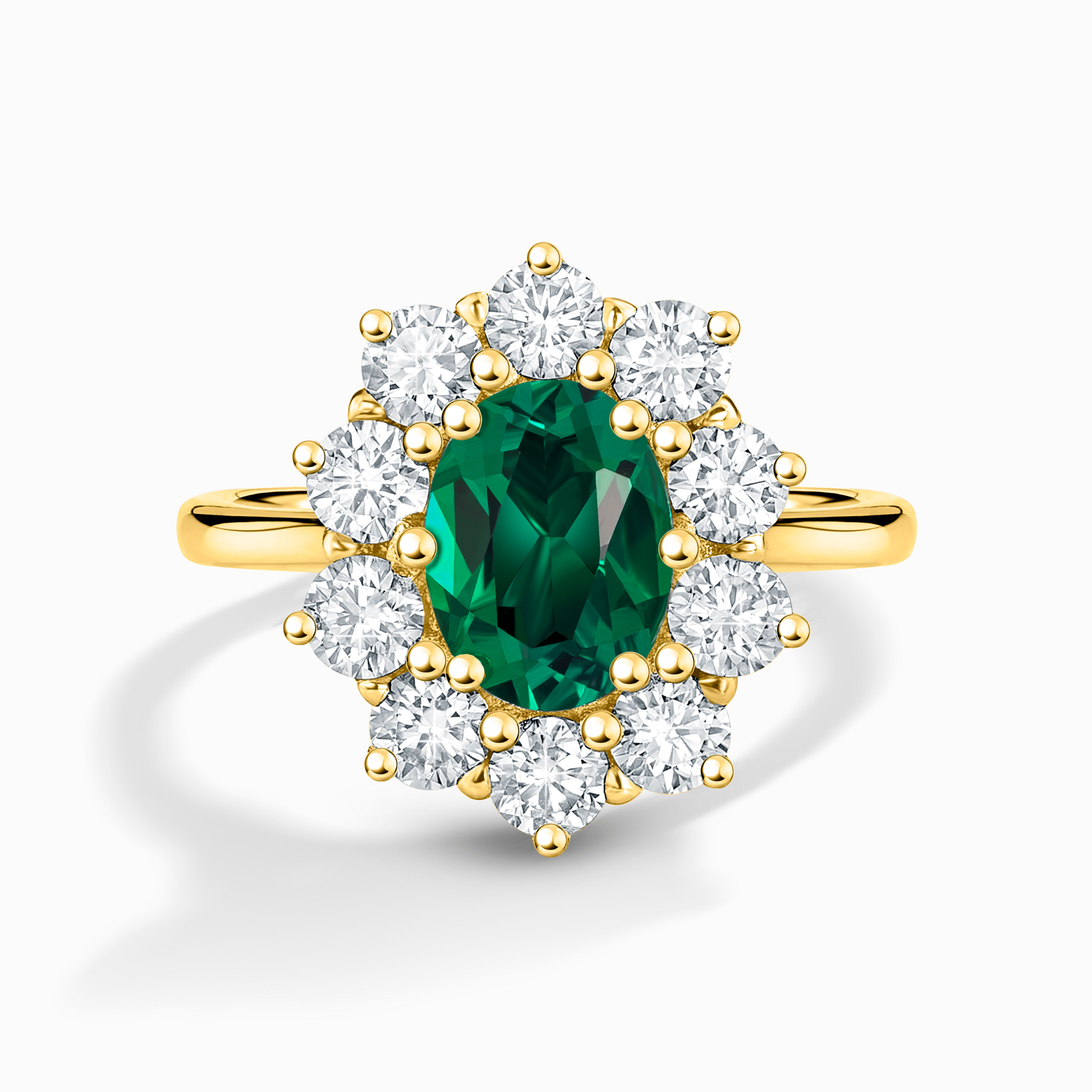 Emerald Oval Diamond Halo Engagement Ring 18k Gold Vermeil - May ...