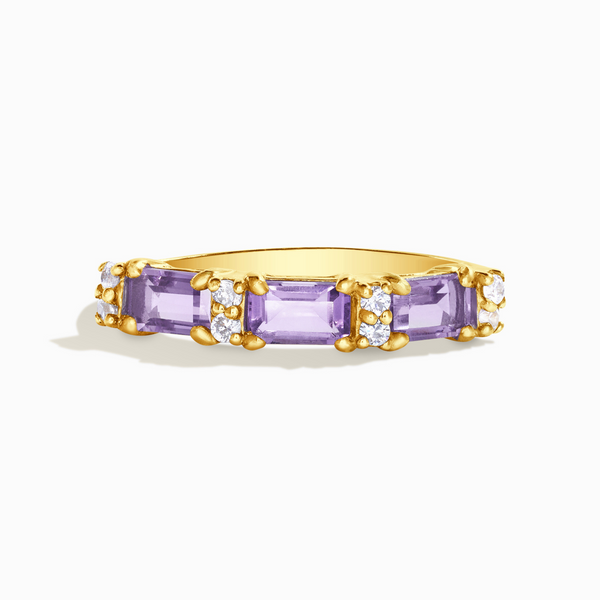 emerald cut lavender amethyst eternity band stackable ring in 18k gold vermeil