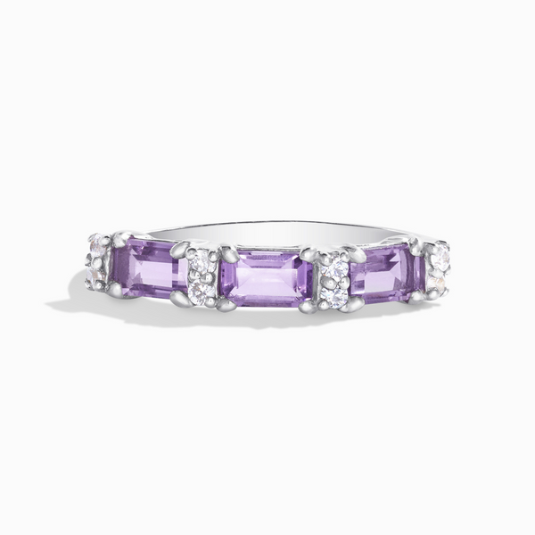 emerald cut lavender amethyst eternity band stackable ring in sterling silver