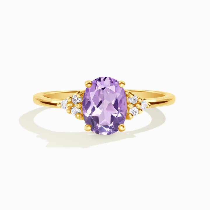 oval cut lavender amethyst three stone engagement and promise ring in 18k gold vermeil gift for her