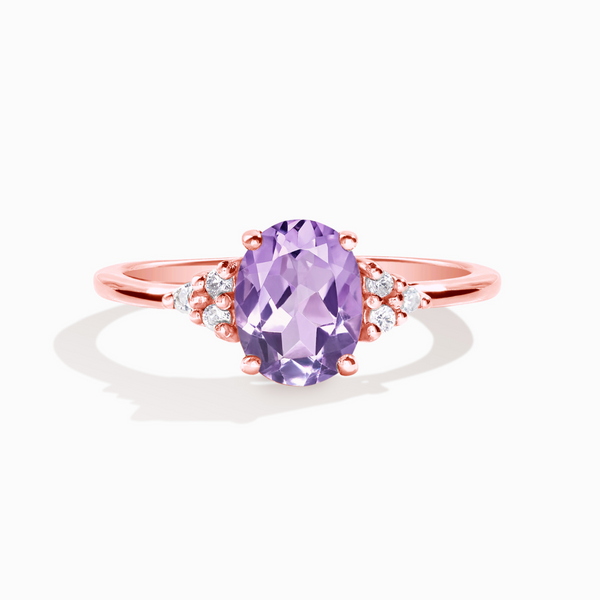 oval cut lavender amethyst three stone engagement and promise ring in 18k rose gold vermeil gift for her