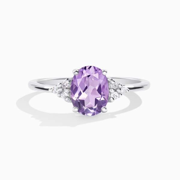 oval cut lavender amethyst three stone engagement and promise ring in sterling silver gift for her