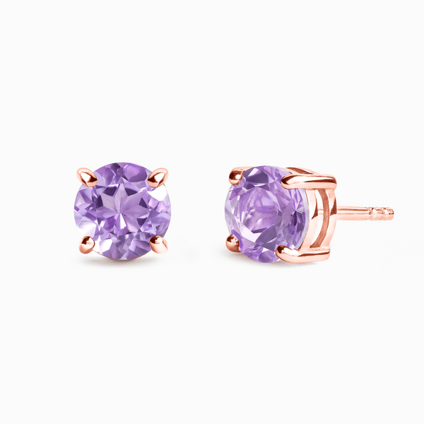 Boucles d'oreilles à tige halo d'améthyste lavande avec vestes en or vermeil 18 carats