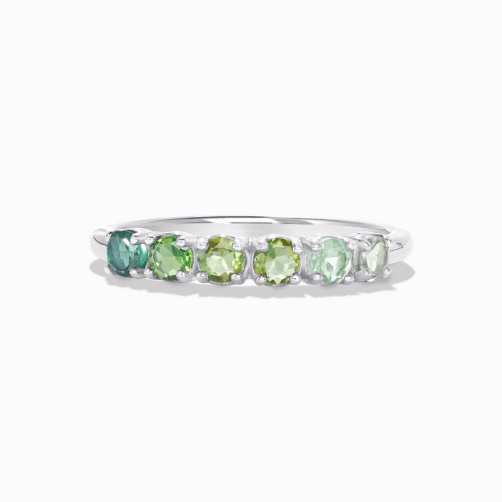 ombre green tourmaline stacking eternity wedding ring in sterling silver