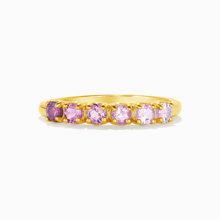 ombre pink tourmaline stacking eternity wedding ring in 18k gold vermeil