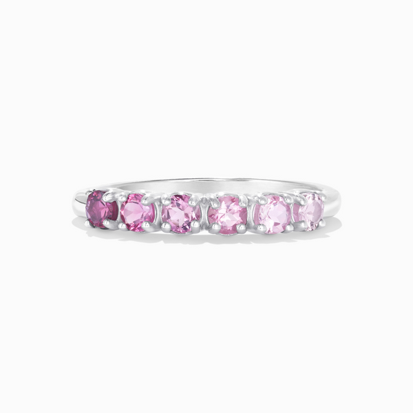 ombre pink tourmaline stacking eternity wedding ring in sterling silver
