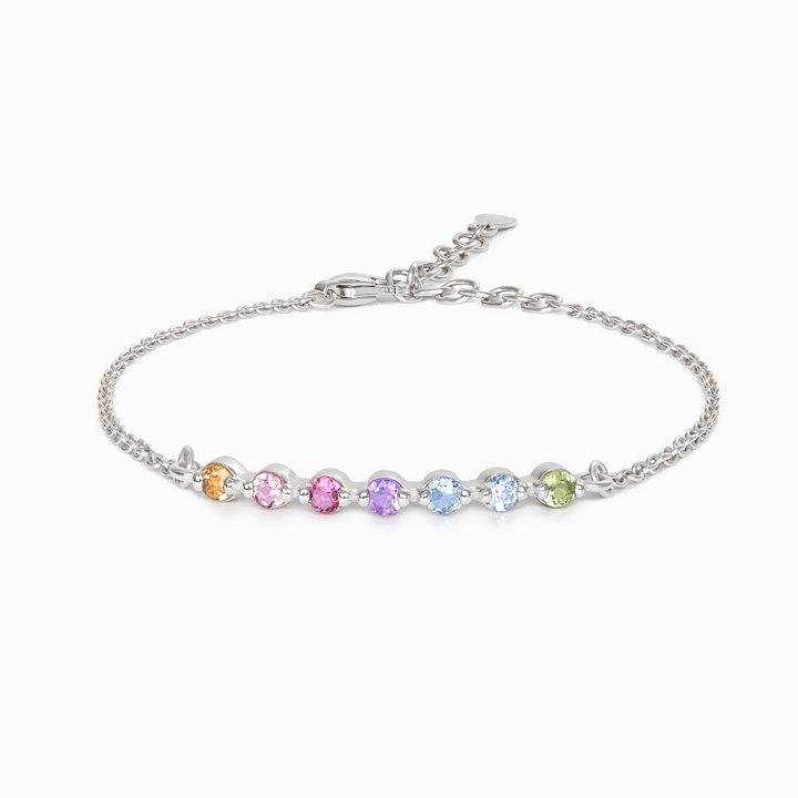 multicoloured pastel rainbow gemstone bracelet in sterling silver birthday anniversary and graduation gift for her