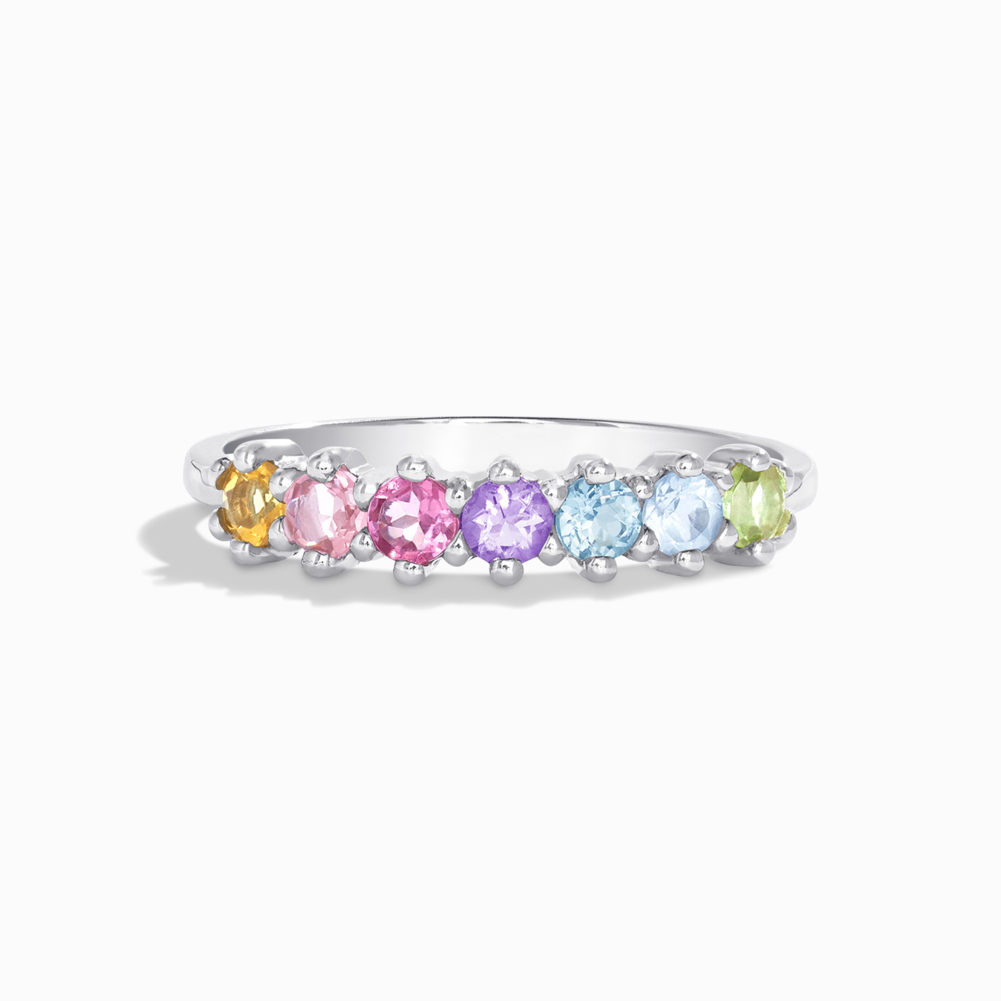 Pastel Rainbow Gemstone Ring in Sterling Silver