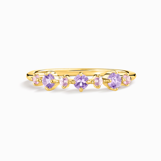 Pink Sapphire & Amethyst Stackable Half Eternity Band in 18k Gold Vermeil