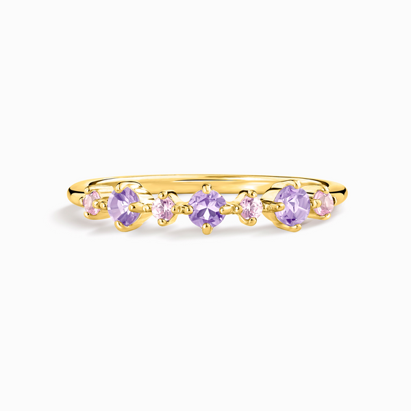 Pink Sapphire & Amethyst Stackable Half Eternity Band in 18k Gold Vermeil