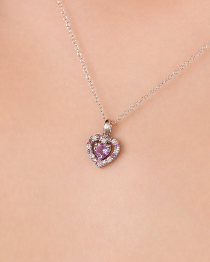 double heart love pendant necklace with purple lavender amethyst in 18k gold vermeil valentine day birthday anniversary gifts for her for mum for friends for wife for girlfriend