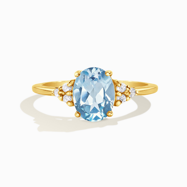 oval cut sky blue topaz three stone engagement and promise ring in 18k gold vermeil gift for her
