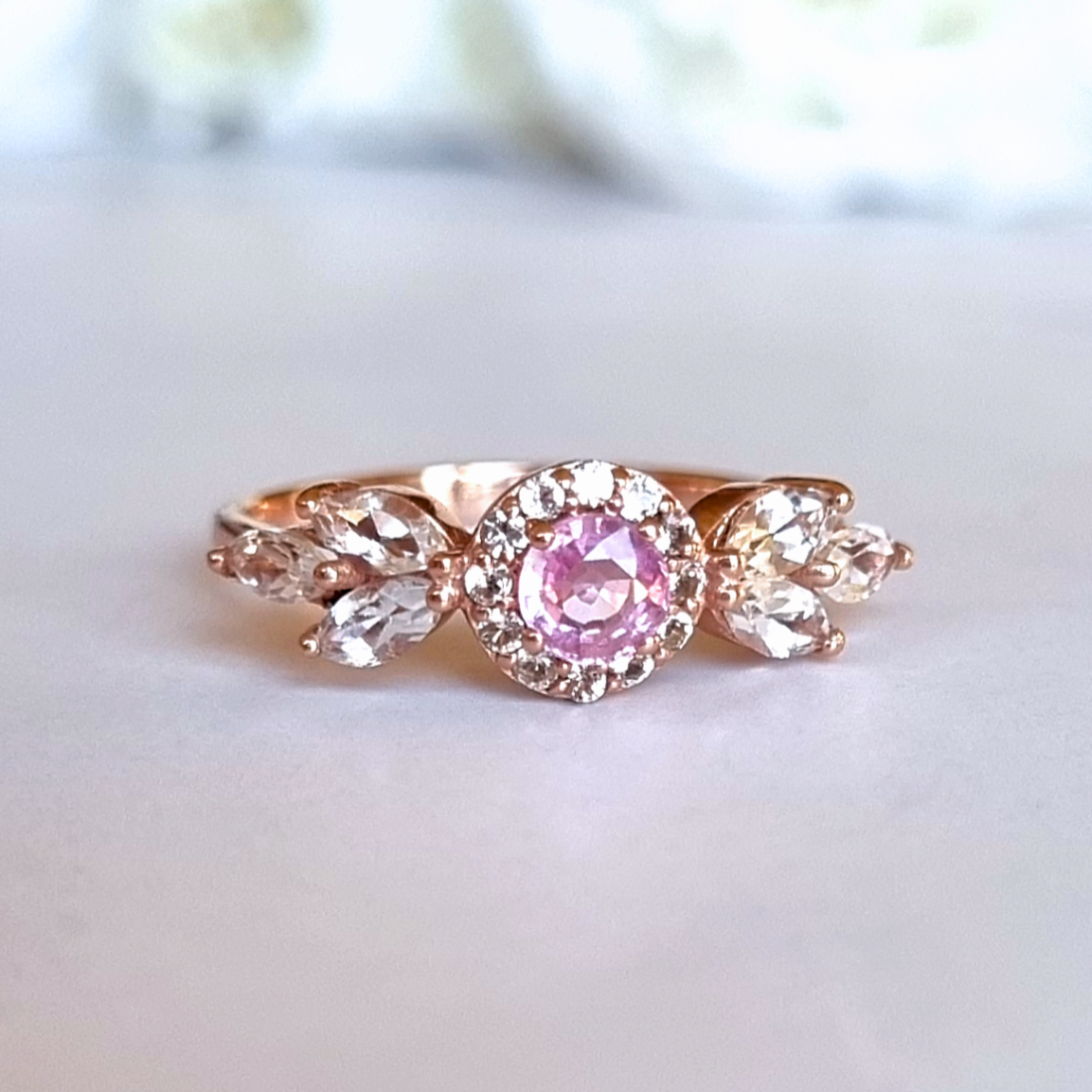 Aurelia Pink Sapphire Ring in 18k Rose Gold Vermeil