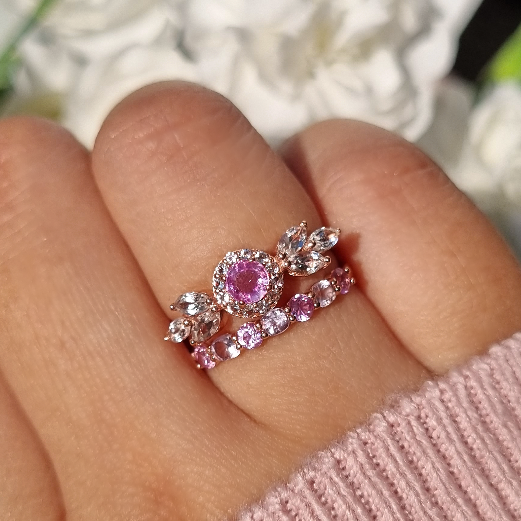 Aurelia Pink Sapphire Ring in 18k Rose Gold Vermeil