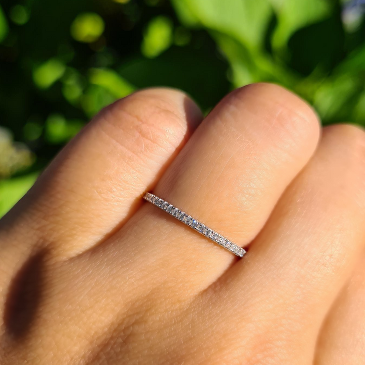 Sterling Silver Full Band Eternity Ring (Thin Band) - Stackable, Minimalist, Dainty Ring, Birthday, Anniversary, Gift For Her, Wedding Band