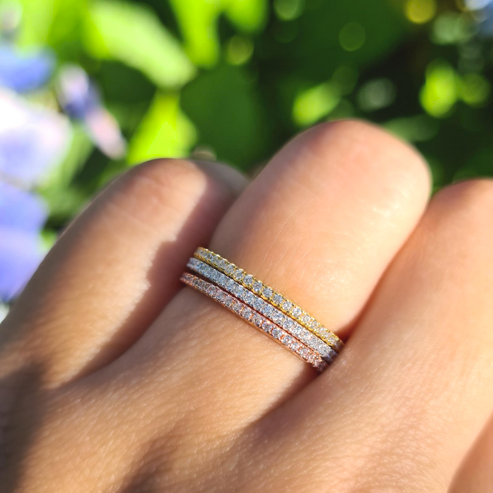 Stacking Ring Set Sterling Silver Full Band Eternity Ring (Thin Band) - Stackable, Minimalist, Dainty Ring, Birthday, Anniversary, Gift For Her, Wedding Band, Stackable 