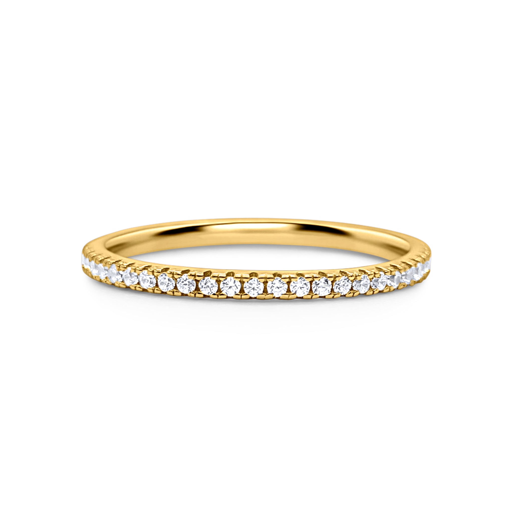 18k Gold Plated Sterling Silver Full Band Eternity Ring (Thin Band) - Stackable, Minimalist, Dainty Ring, Birthday, Anniversary, Gift For Her, Wedding Band